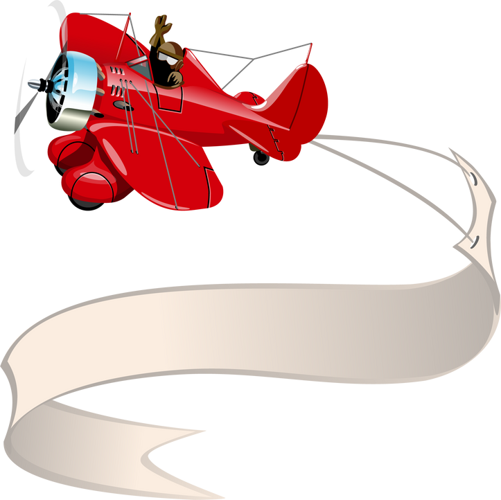 Cartoon retro airplane with banner